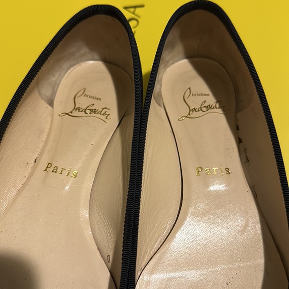 Louboutin Black Leather Spike Flats - Size 37 (US 7) - Picture 4 of 14